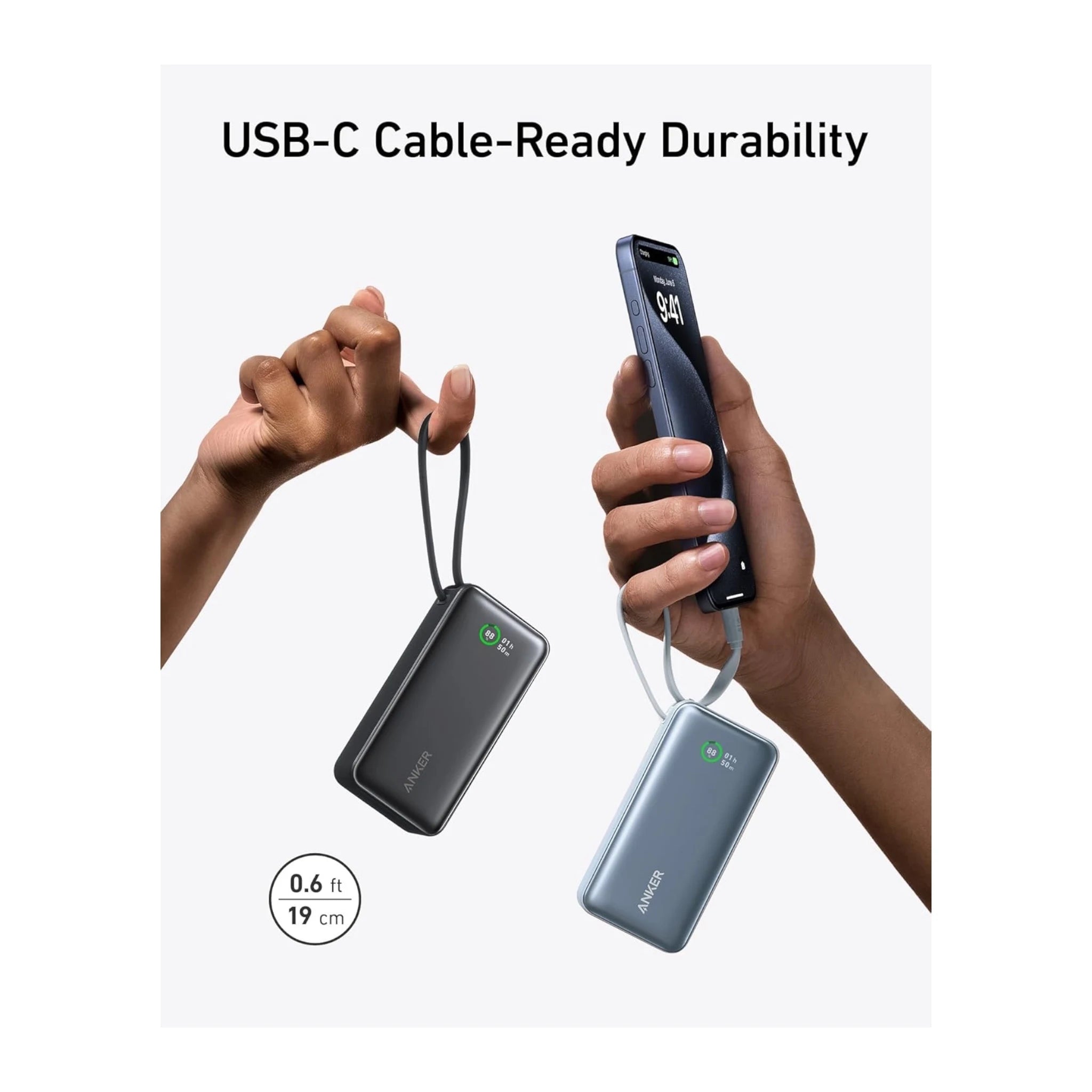 شاحن انكر ١٠ الف / ٣٠ واط / سلك USB-C مدمج - أبيض شاحن انكر ١٠ الف / ٣٠ واط / سلك USB-C مدمج - أبيض