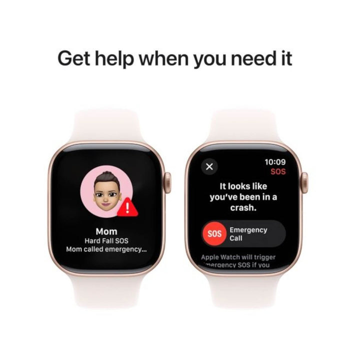 Apple Watch S10, GPS, 42mm, Rose Gold Aluminium Case with Light Blush Sport Band (S/M). Available in Qatar at TaMiMi Projects.