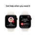 Apple Watch Series 10 GPS + Cellular 42mm with Gold Titanium Case and Starlight Sport Band, available at TaMiMi Projects Qatar.