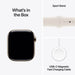 Apple Watch Series 10 GPS + Cellular 42mm with Gold Titanium Case and Starlight Sport Band, available at TaMiMi Projects Qatar.