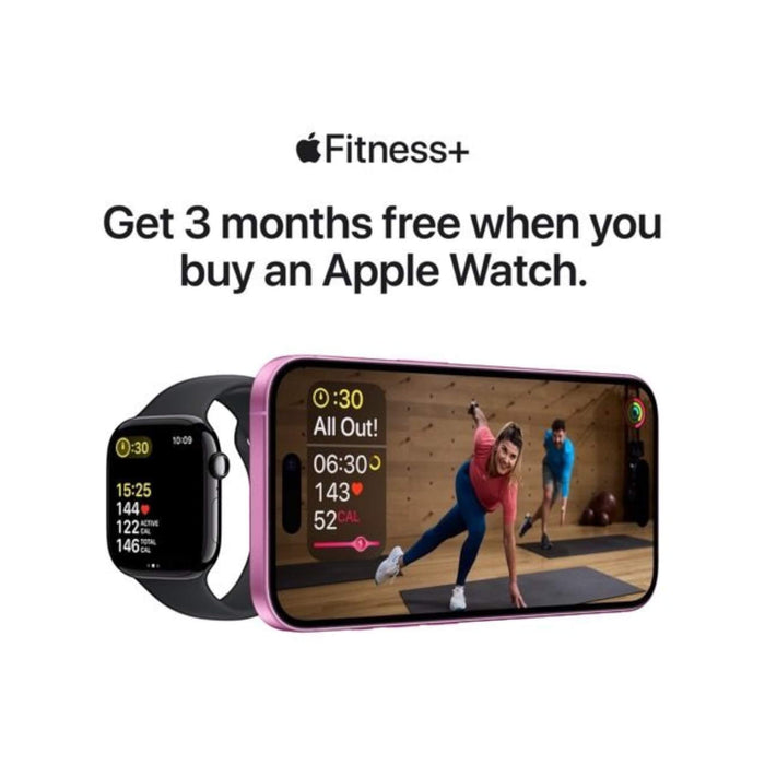Apple Watch Series 10 GPS + Cellular 42mm with Natural Titanium Case and Stone Grey Sport Band, available at TaMiMi Projects Qatar.