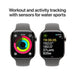 Apple Watch Series 10 GPS + Cellular 46mm with Natural Titanium Case and Stone Grey Sport Band, available at TaMiMi Projects Qatar