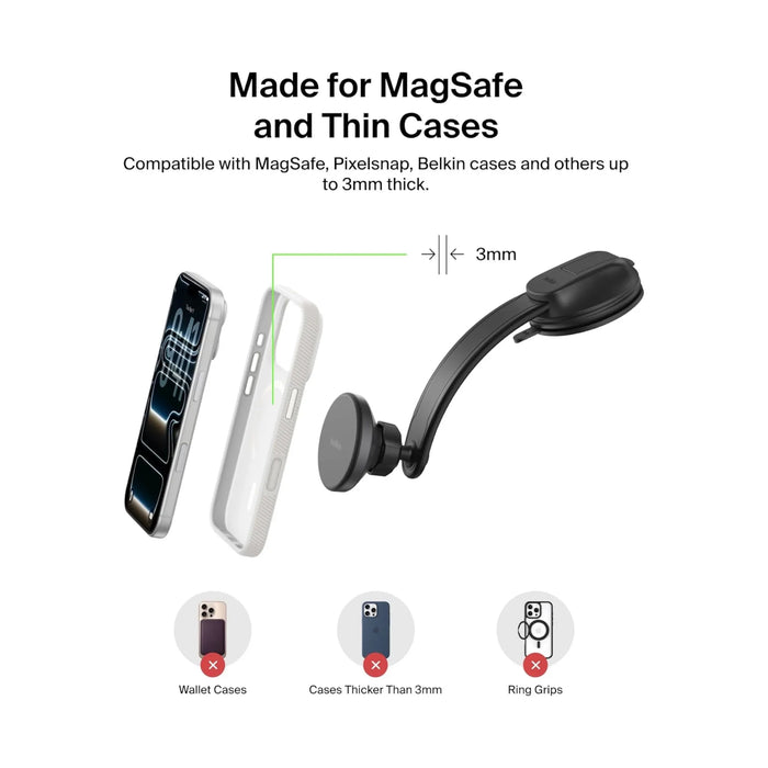 ‫احصل على ‫شاحن سيارة بيلكن ماج سيف من تميمي بروجكتس في قطر. دوران 360° وتثبيت قوي وشحن سريع بقوة ١٥ واط. 