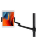 Adjustable monitor or tablet arm mount with a sleek design, capable of securely holding devices in various positions. Ideal for office setups, providing flexibility and convenience for viewing screens.
