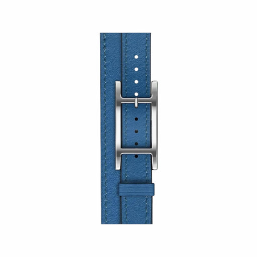 Apple Watch Hermès Double Tour 42mm Hapi Attelage bracelet in Bleu de France leather, elegant design, TaMiMi Projects, Qatar.