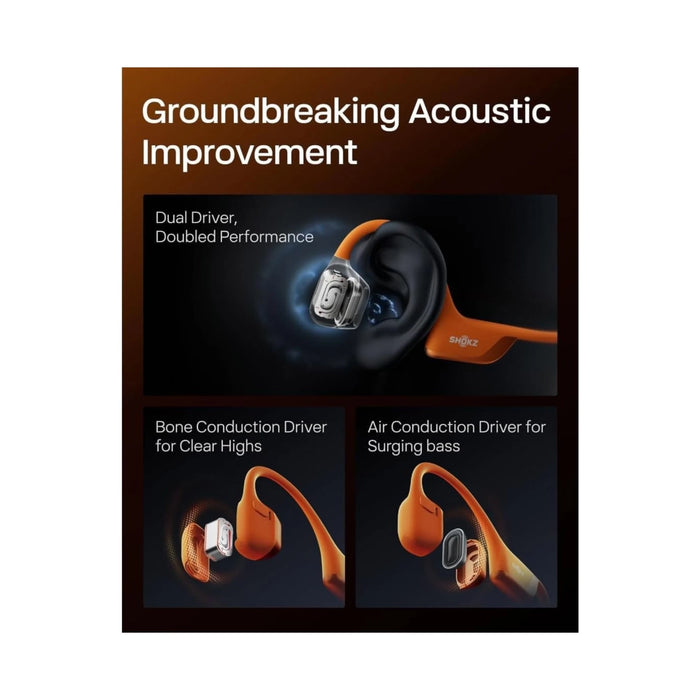 Shokz earbuds with dual drivers for 3D audio, deep bass, and customizable EQ modes from TaMiMi Projects in Qatar