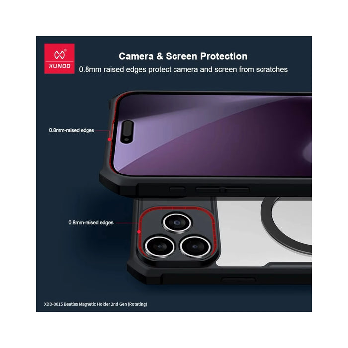 Xundd iPhone 17 Pro Max Magnetic Stand Case in Black, Supports magnetic wireless charging with case, at TaMiMi Projects in Qatar