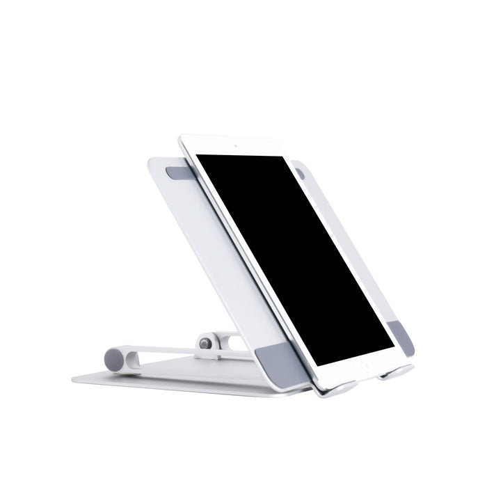 Adjustable aluminum stand for 10-16 inch laptops and iPads, ergonomic, stable - TaMiMi Projects in Qatar.