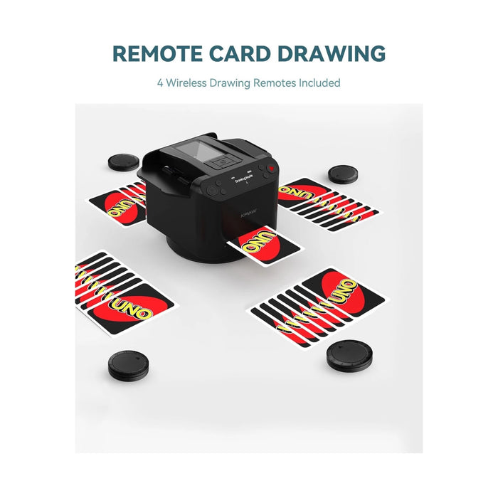 KPAW 2-in-1 Automatic Card Shuffler & Dealer, Includes 4 wireless remotes for remote card drawing, at TaMiMi Projects Qatar