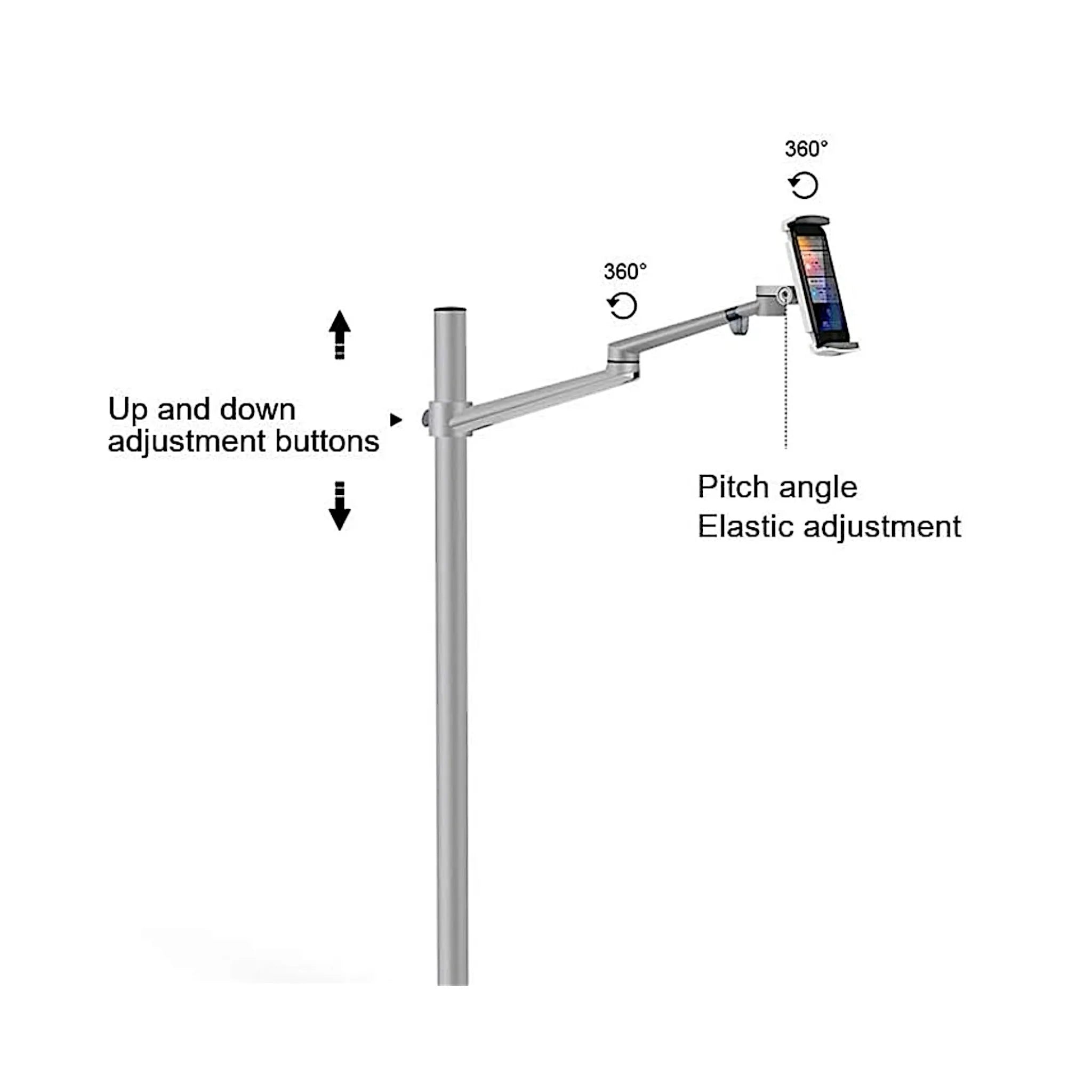Phone and Tablet Floor Stand - Silver Phone and Tablet Floor Stand - Silver