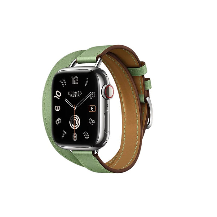 Apple Watch Hermès - Vert Criquet Swift Leather Attelage Double Tour - 41mm