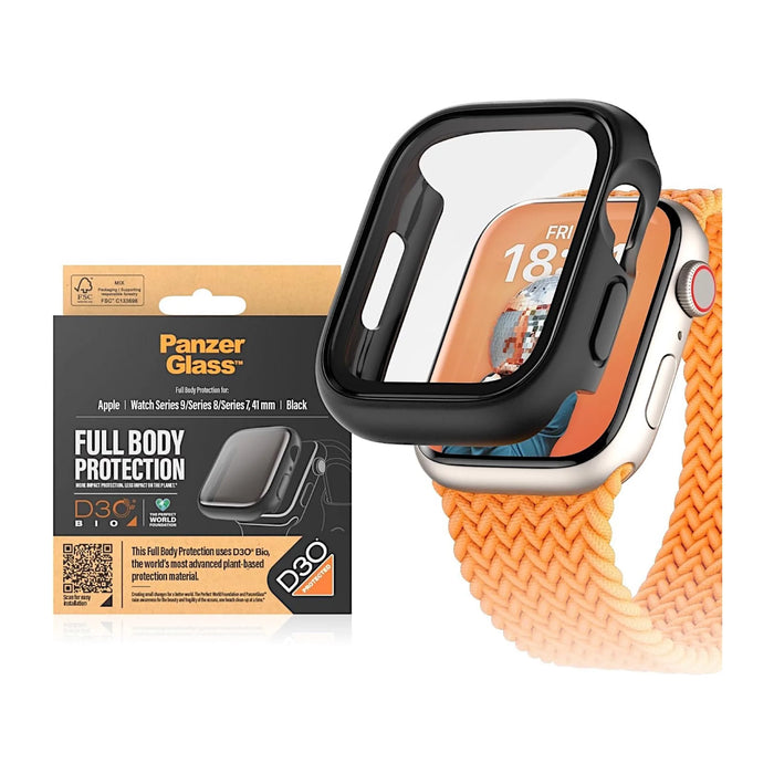 PanzerGlass® Full Body Screen Protector for Apple Watch Series 9 with D3O® 41mm, Black from TaMiMi Projects Qatar.