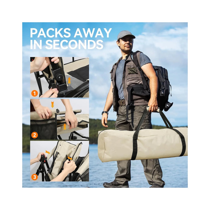 Folding Camping Chair with Footrest, Premium folding camping chair with detachable footrest, at TaMiMi Projects in Qatar.