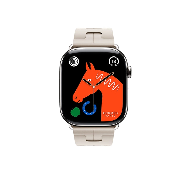 Apple Watch Hermès S10, 42mm Silver Titanium with Béton Kilim Single Tour