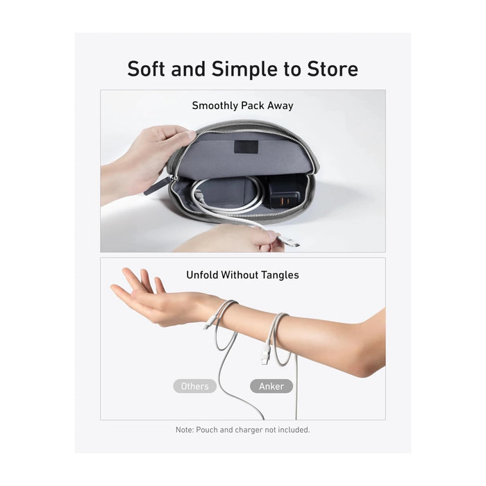 Anker USB-C to USB-C Cable 240W - 6ft, 
combines a soft touch with easy storage,
Available now from TaMiMi Projects in Qatar.