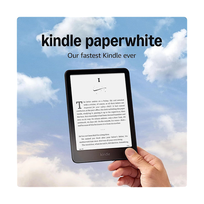 Amazon Kindle Paperwhite 12th Gen 16GB, A single charge via USB-C lasts up to 12 weeks. Available at TaMiMi Projects, Qatar.
