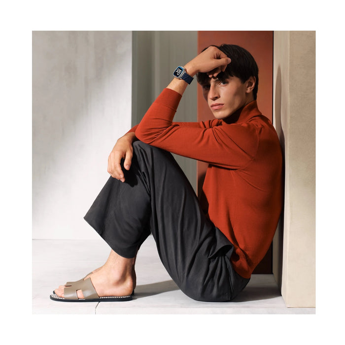 Luxury Apple Watch Hermès Ultra 3 Natural Titanium 49mm with Bleu Nuit En Mer strap – TaMiMi Projects Qatar