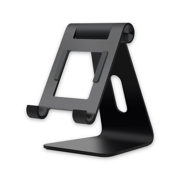 Adjustable tablet stand with 260° rotation, stable aluminum base, ergonomic design, fits up to 13-inch devices - TaMiMi Projects, Qatar.