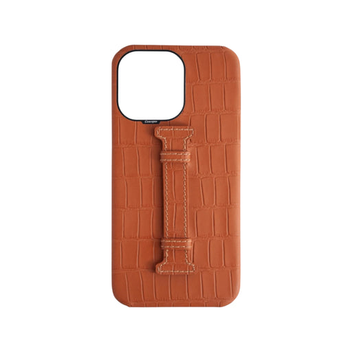 Concepto matte camel brown embossed crocodile case for iPhone 15 Pro max, stylish, protective design, in Qatar at TaMiMi Projects.