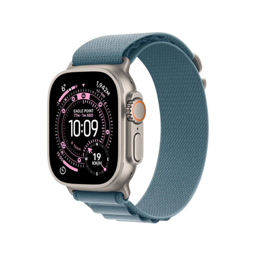 Apple Watch Ultra 3 GPS + Cellular, 49mm Natural Case Light Blue Alpine Loop, Available now from TaMiMi Projects in Qatar.