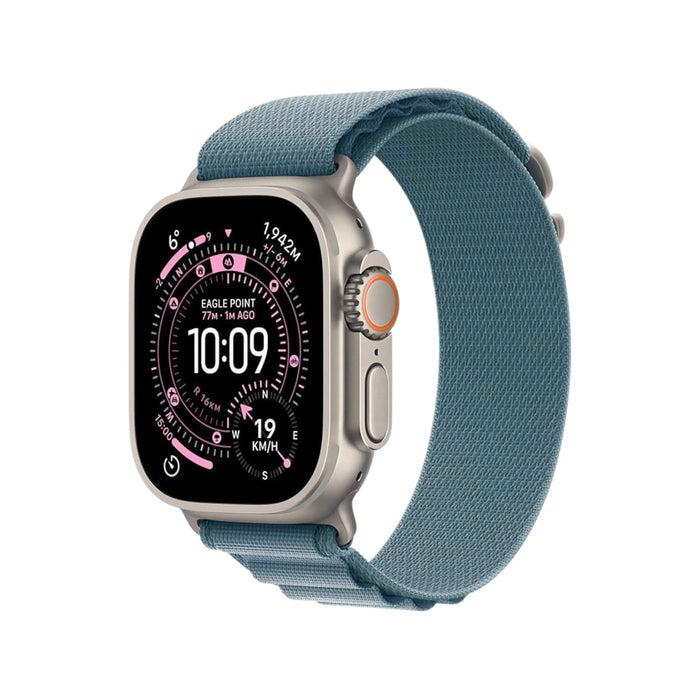 Apple Watch Ultra 3 GPS + Cellular, 49mm Natural Case Light Blue Alpine Loop, Available now from TaMiMi Projects in Qatar.