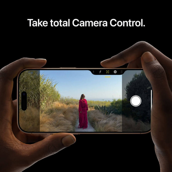 iPhone 16 Pro's advanced 48MP Fusion camera and 5x telephoto lens. Available at TaMiMi Projects in Qatar.