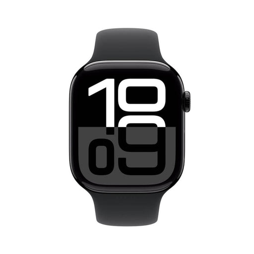 Apple Watch S10 GPS 46mm Jet Black Aluminium with Black Sport Band, durable and stylish. TaMiMi Projects in Qatar.