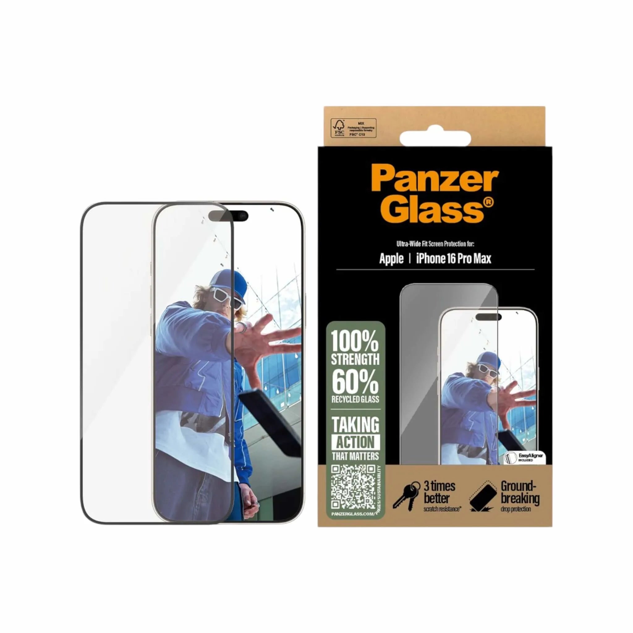 PanzerGlass® screen protector for iPhone 16 Pro Max - Aluminum frame PanzerGlass® screen protector for iPhone 16 Pro Max - Aluminum frame