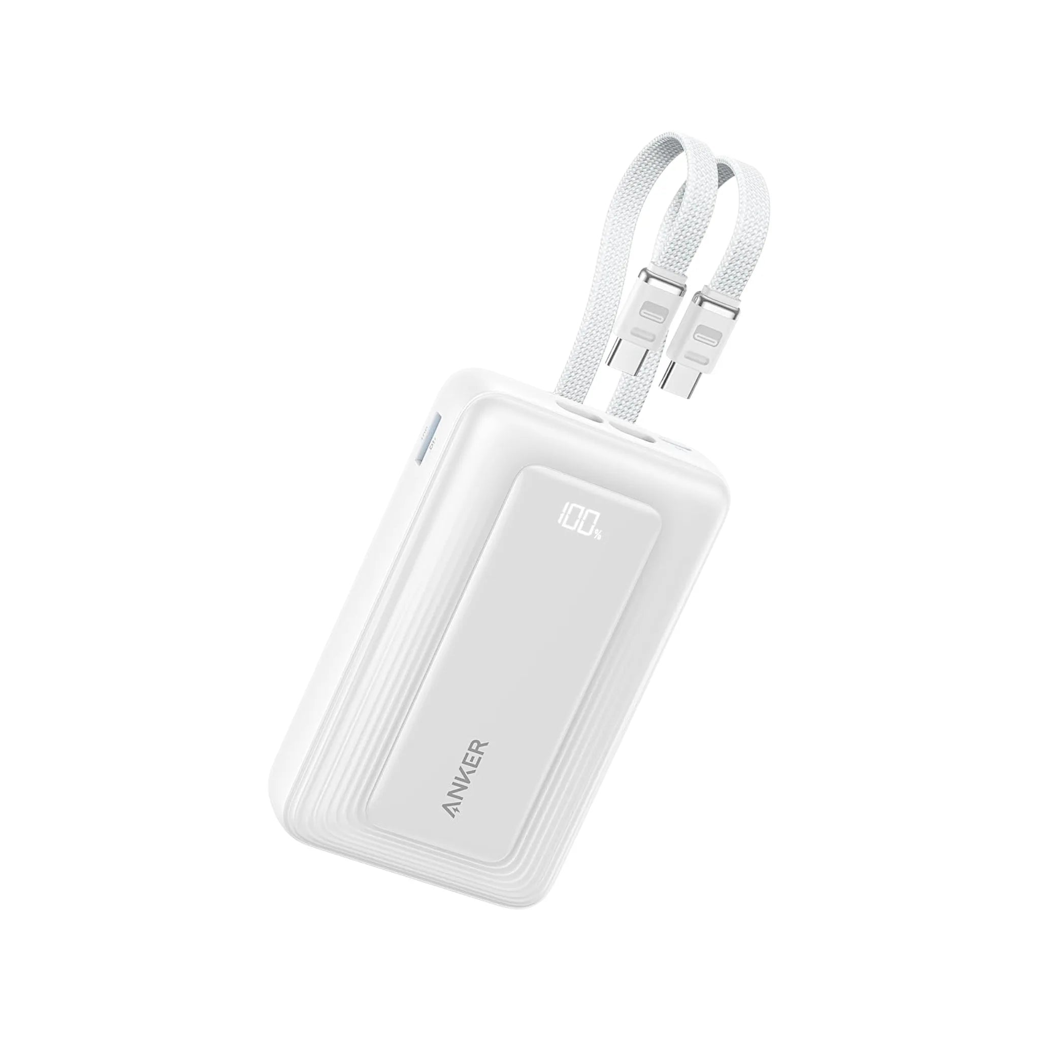 Anker Zolo 10000mAh 30W Power Bank with Built-in Cable - White