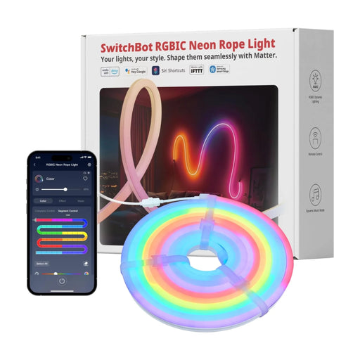 SwitchBot RGBIC Neon Rope Light 5M, creates a modern colorful atmosphere. TaMiMi Projects Qatar.