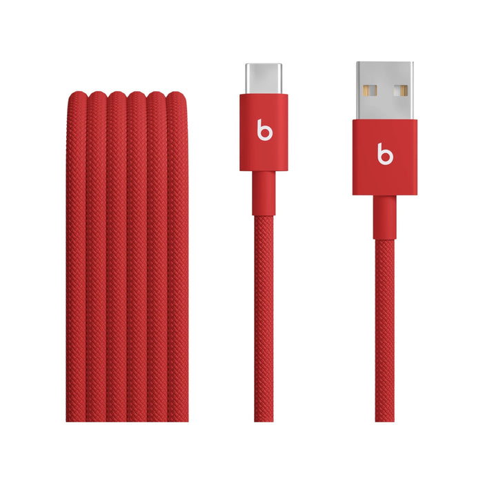 Beats USB-A to USB-C Woven Cable 1.5m in Red, Available now from TaMiMi Projects in Qatar.