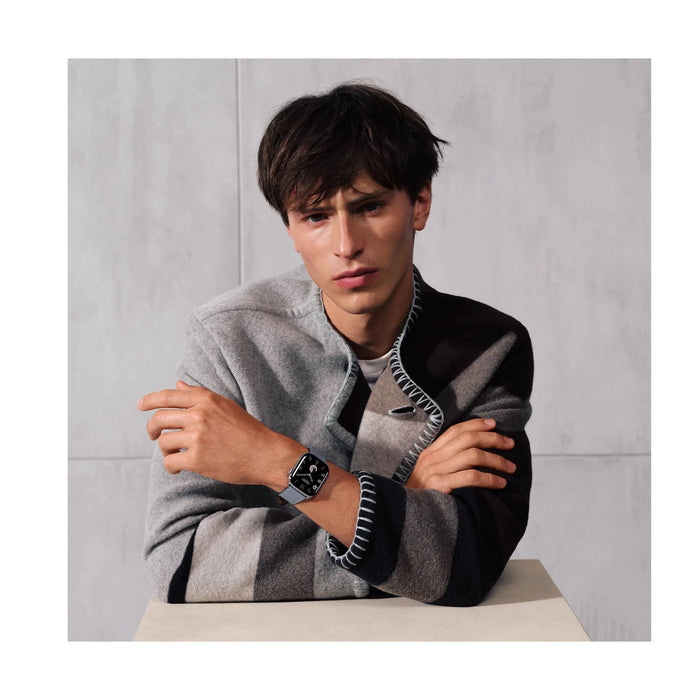 Apple Watch Hermès 46mm - Bleu Lin Single Tour, Available now from TaMiMi Projects in Qatar.