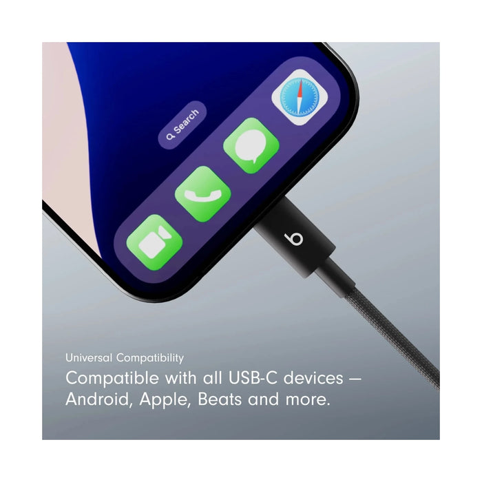 Beats USB‑C to USB‑C Woven Cable (1.5 m) - Bolt Black, available now from TaMiMi Projects in Qatar.