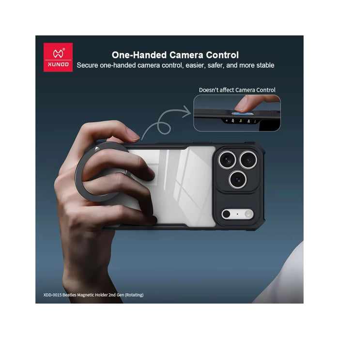 Xundd iPhone 17 Pro Magnetic Stand Case in Black, Supports magnetic wireless charging with case, at TaMiMi Projects in Qatar