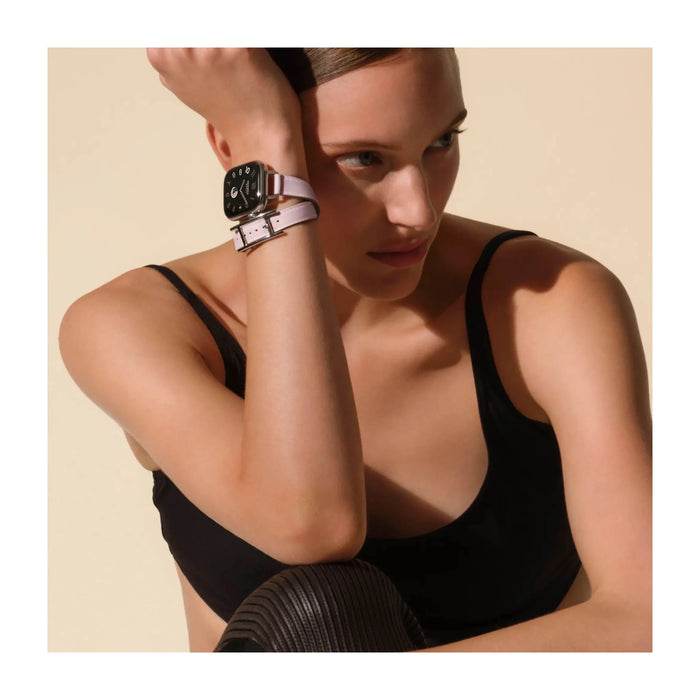 Apple Watch Hermès Series 11, 42mm Silver Titanium with Mauve Pale Double Tour. TaMiMi Projects Qatar.