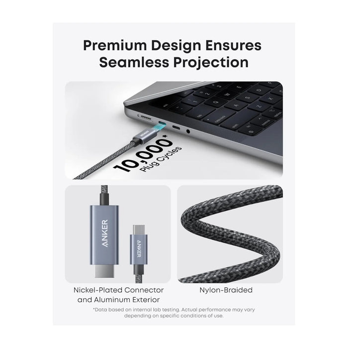 Anker USB-C to HDMI Cable 4K@60Hz Braided - 3ft