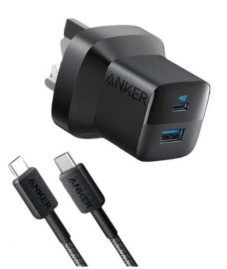 Get Anker ‫شاحن انكر مخرجين بقوة ٣٣واط + سلك USB-C - أسود‬ in Qatar from TaMiMi Projects