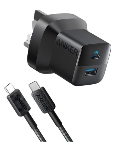 Anker 323 Ultra Charger 33W - 2 Port With USB-C Cable - Black