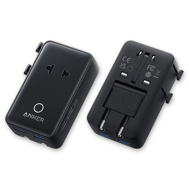 Anker Nano Travel Adapter 5-in-1, Equipped with four essential plug types, at TaMiMi Projects in Qatar
