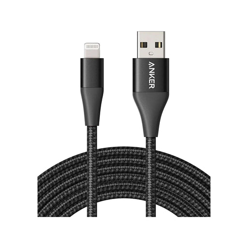 Anker USB-A to Lightning Cable (6 ft) - black, Supports fast & stable charging for Lightning devices, at TaMiMi Projects in Qatar.