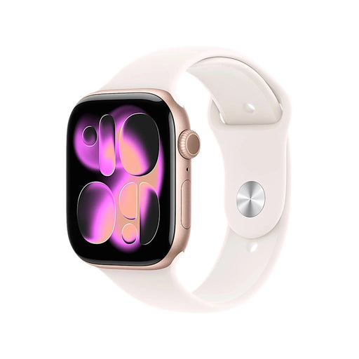 Apple Watch S11, GPS 42mm Rose Gold Aluminium with Sport Band - S/M، Available now from TaMiMi Projects in Qatar.