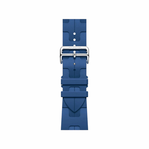 Sporty Hermès band from TaMiMi Projects Qatar. Soft, waterproof rubber with H motif and buckle. Fits Apple Watch 44/45/46/49 mm.