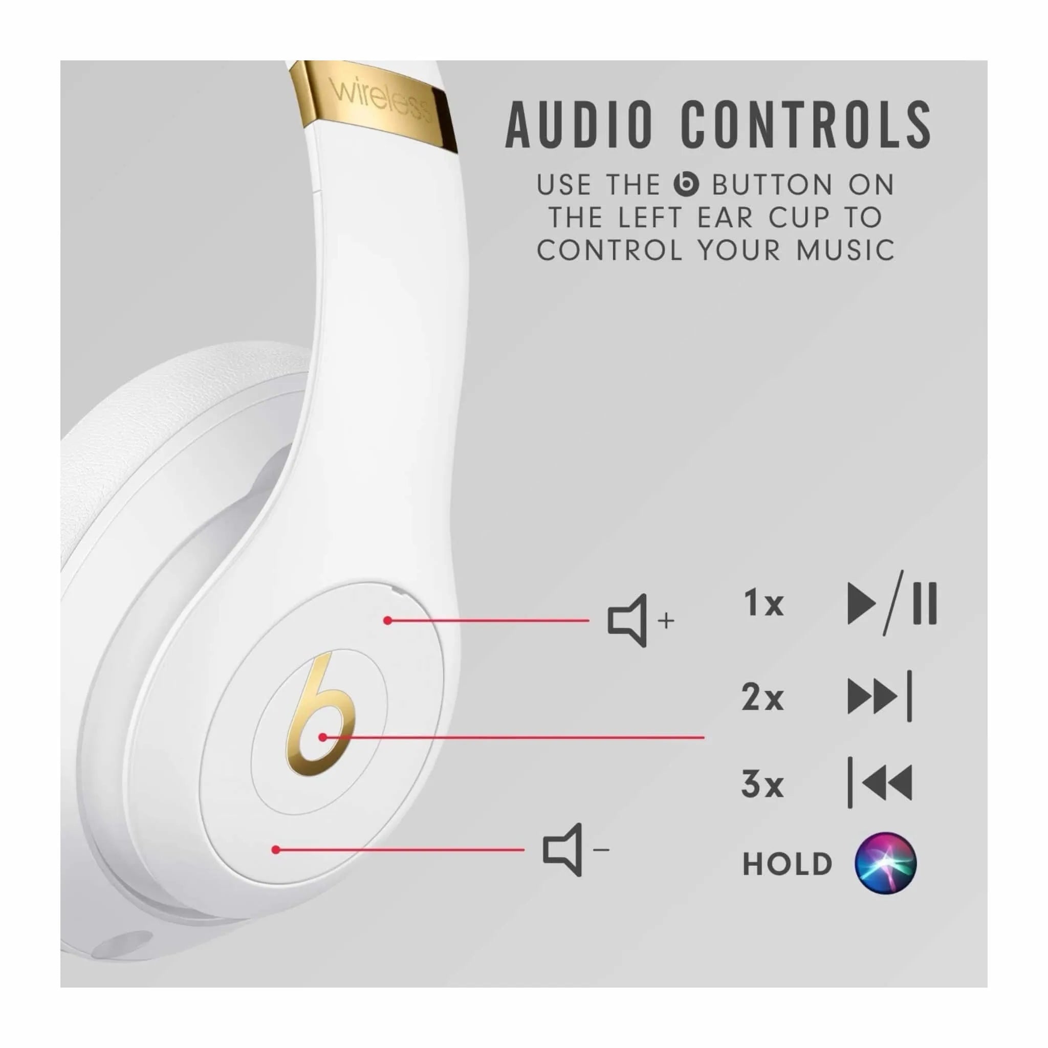 Beats Studio3 Wireless Over-Ear Headphones - White Beats Studio3 Wireless Over-Ear Headphones - White