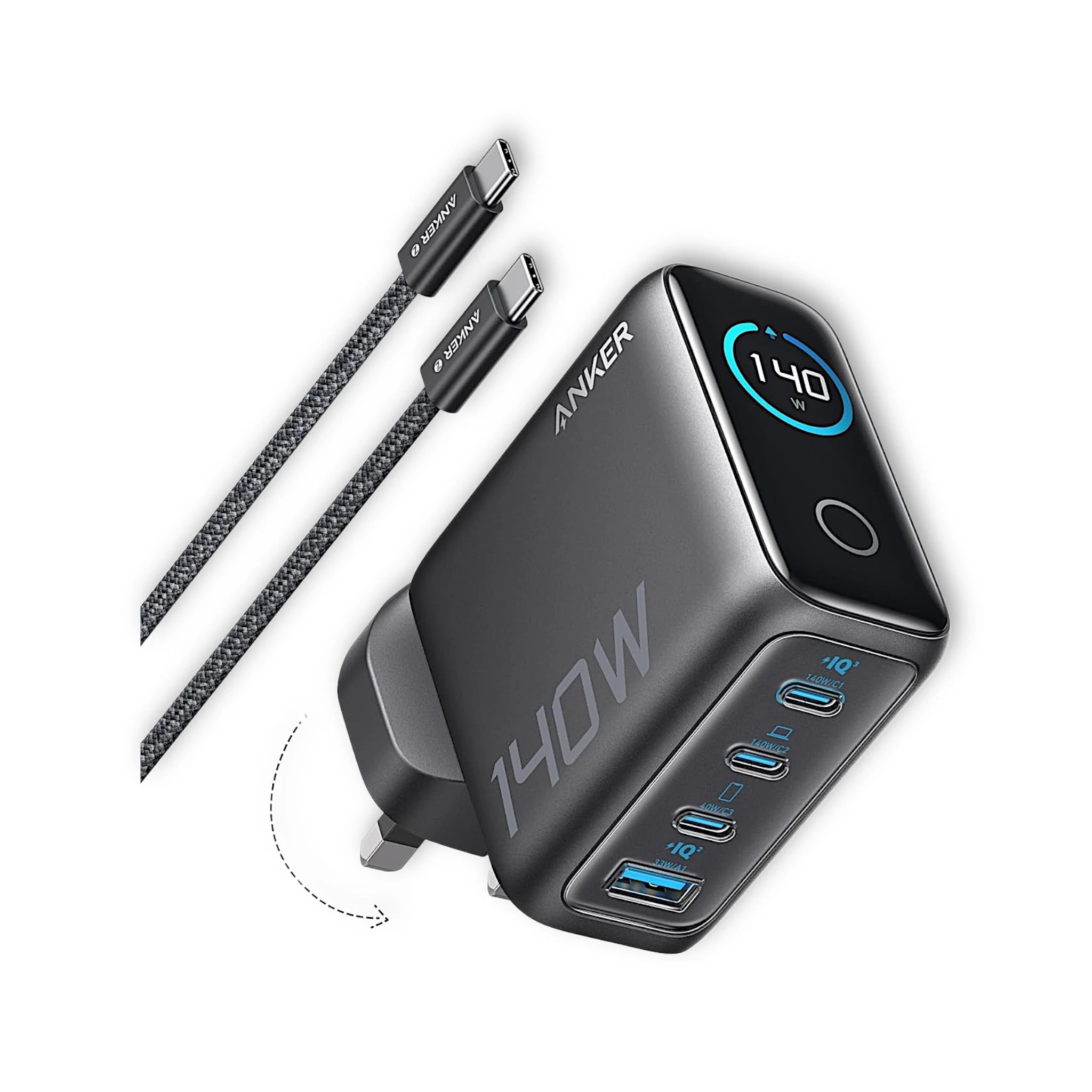 Anker 140W 4-Port GaN Fast Charger - Black Anker 140W 4-Port GaN Fast Charger - Black