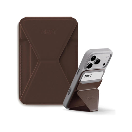 MOFT Magnetic Wallet Stand - MagSafe - Brownie, compatible with iPhone & MagSafe Phone cases, at TaMiMi Projects in Qatar.
