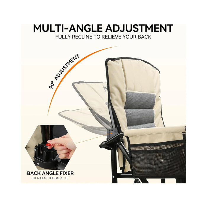 ‫احصل على كرسي التخييم من تميمى بروجكتس فى قطر. تصميم مبطن مع مسند ظهر قابل للتعديل ومسند قدم وحامل أكواب. سهل الطي والحمل. 