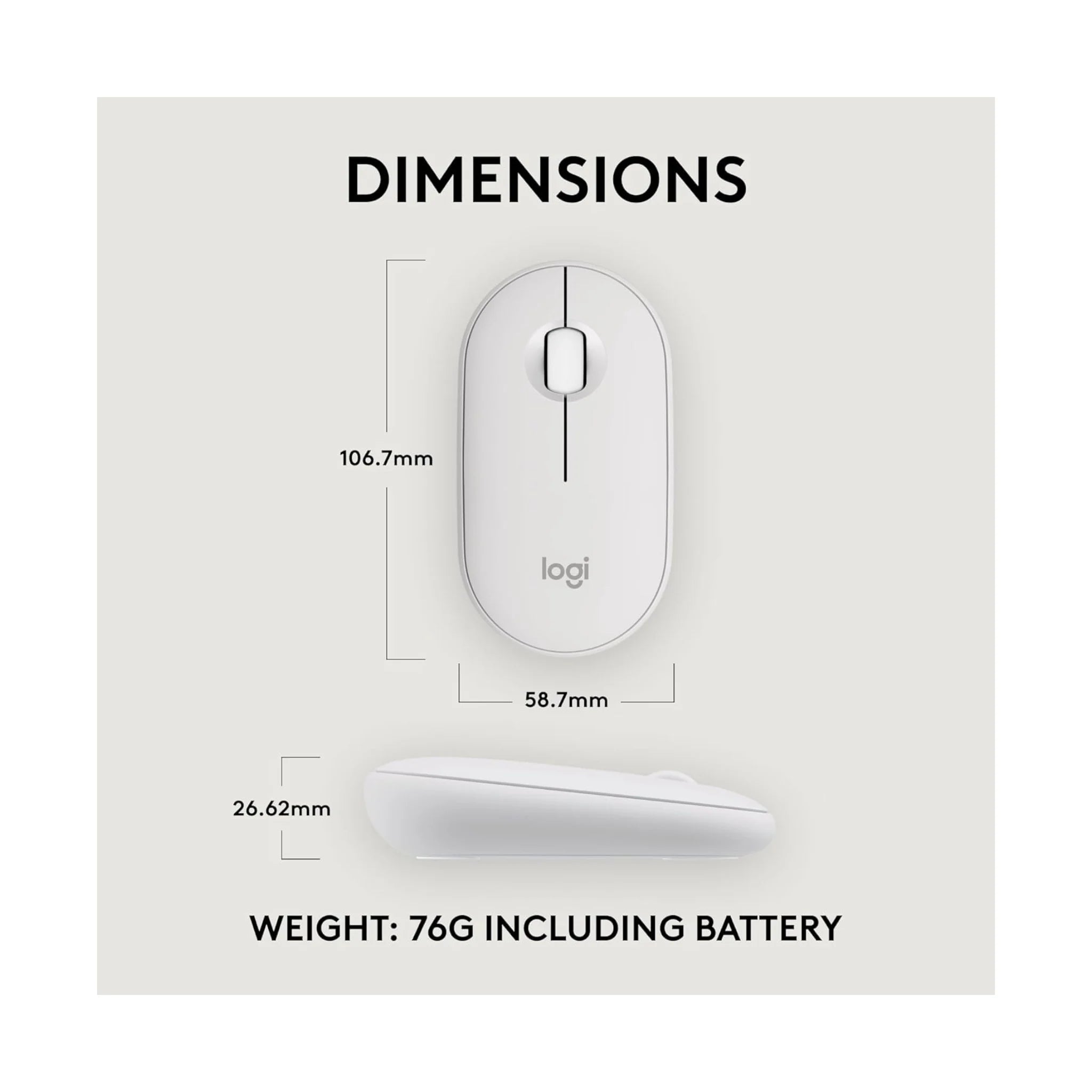 Logitech Pebble 2 M350s Wireless Mouse - White Logitech Pebble 2 M350s Wireless Mouse - White