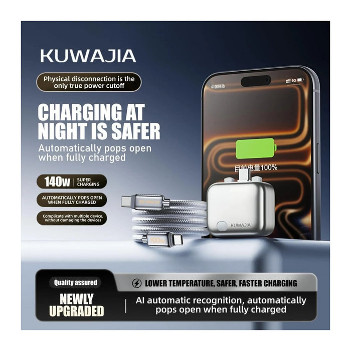 Smart Auto Disconnect Charging Adapter, Compatible with smartphones, tablets, earbuds and USB-C devices.