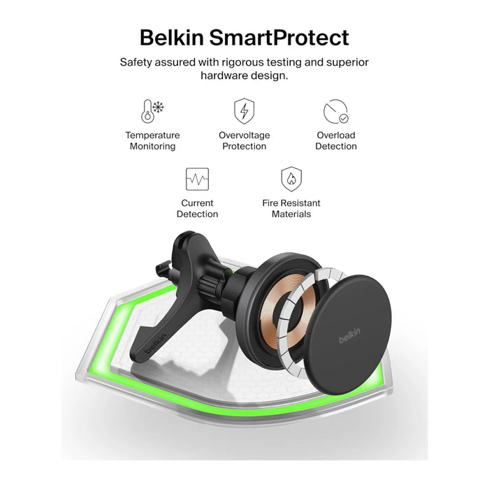 ‫احصل على ‫شاحن سيارة بيلكن ماج سيف من تميمي بروجكتس في قطر. دوران 360° وتثبيت قوي وشحن سريع بقوة ١٥ واط. 