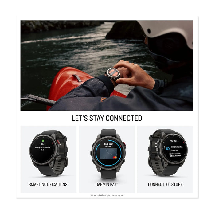 ‫ساعة جارمن فينكس ٨ برو ٤٧ مم من تميمي بروجكتس فى قطر. شاشة AMOLED وGPS متقدم وبطارية ٢٧ يوم، تقنيات حديثة.